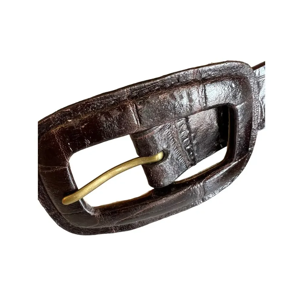 Vintage Nine West dark brown croc leather belt